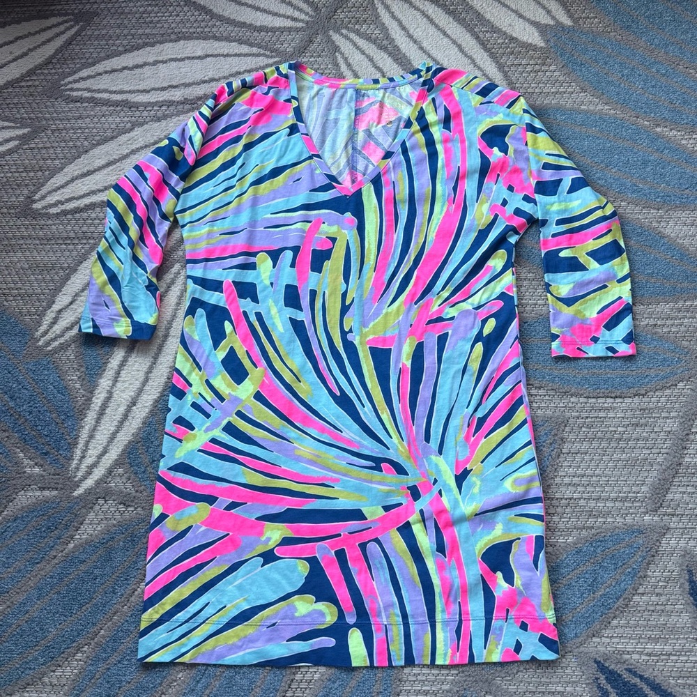 Lilly Pulitzer Women’s 100% Pima Cotton Cori V-Neck Dress 3/4 Sleeve Size XS